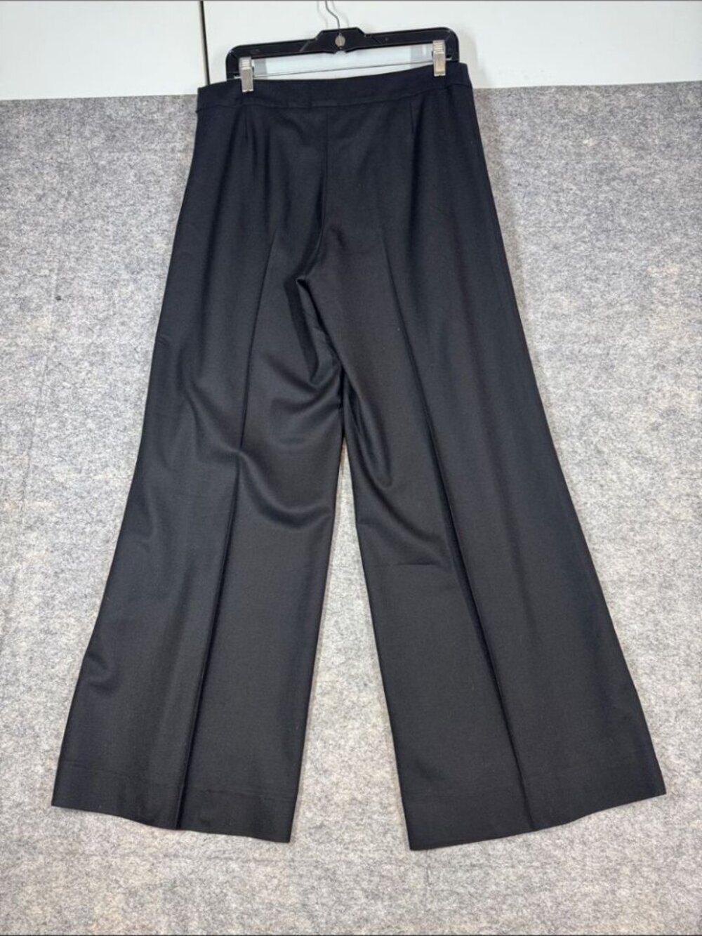 Lida Baday Black Wide Leg Wool Pants Size 8 Minimalist Career Trousers Classic - Picture 3 of 16